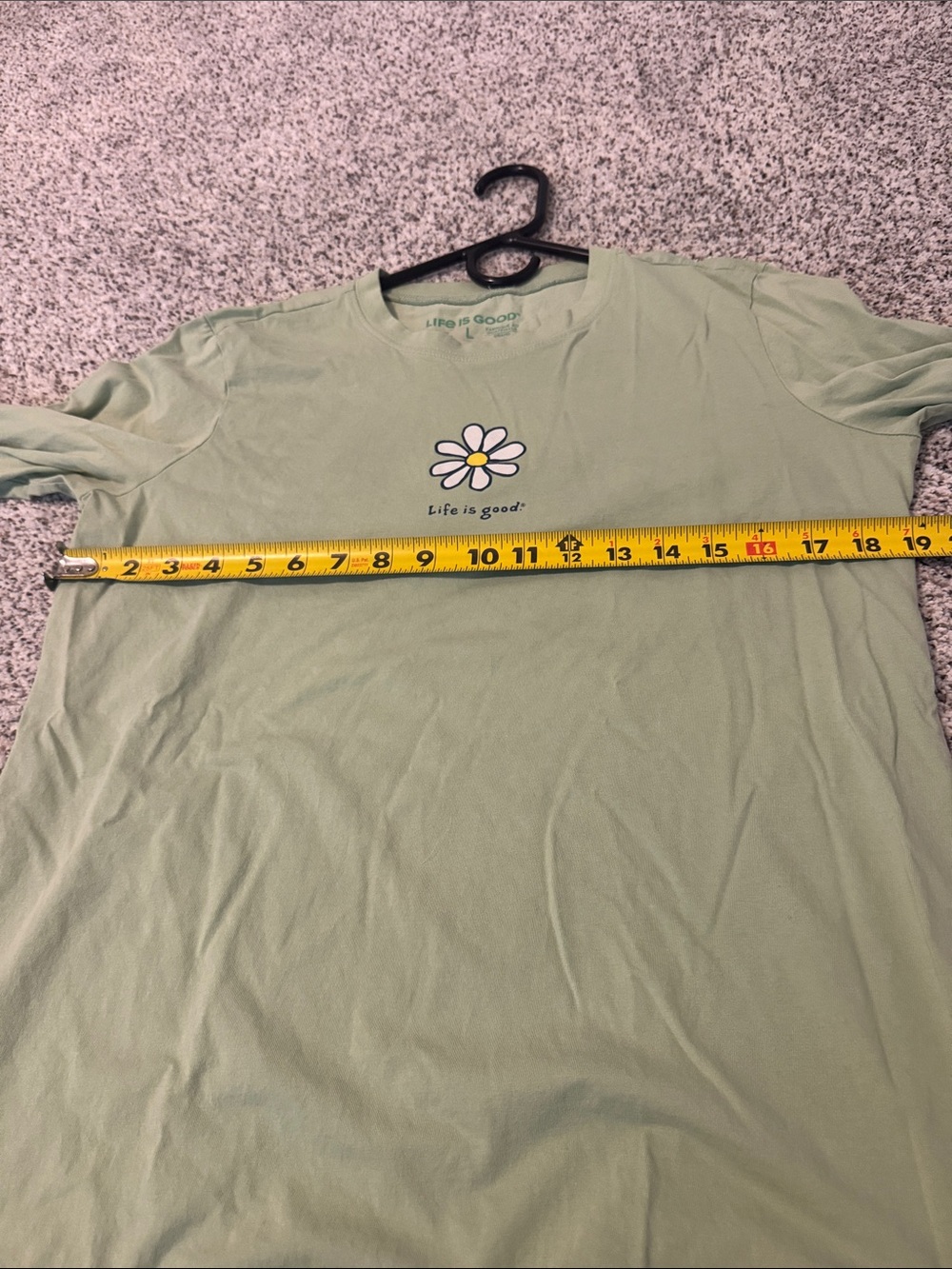 Life Is Good Long Sleeve Tee in Sage Green with Daisy - Picture 5 of 7